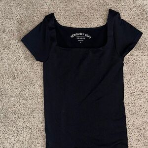 Aerie Women's Black square neck shirt